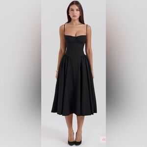 House of CB Black Samaria Midi Dress NWT, size Small